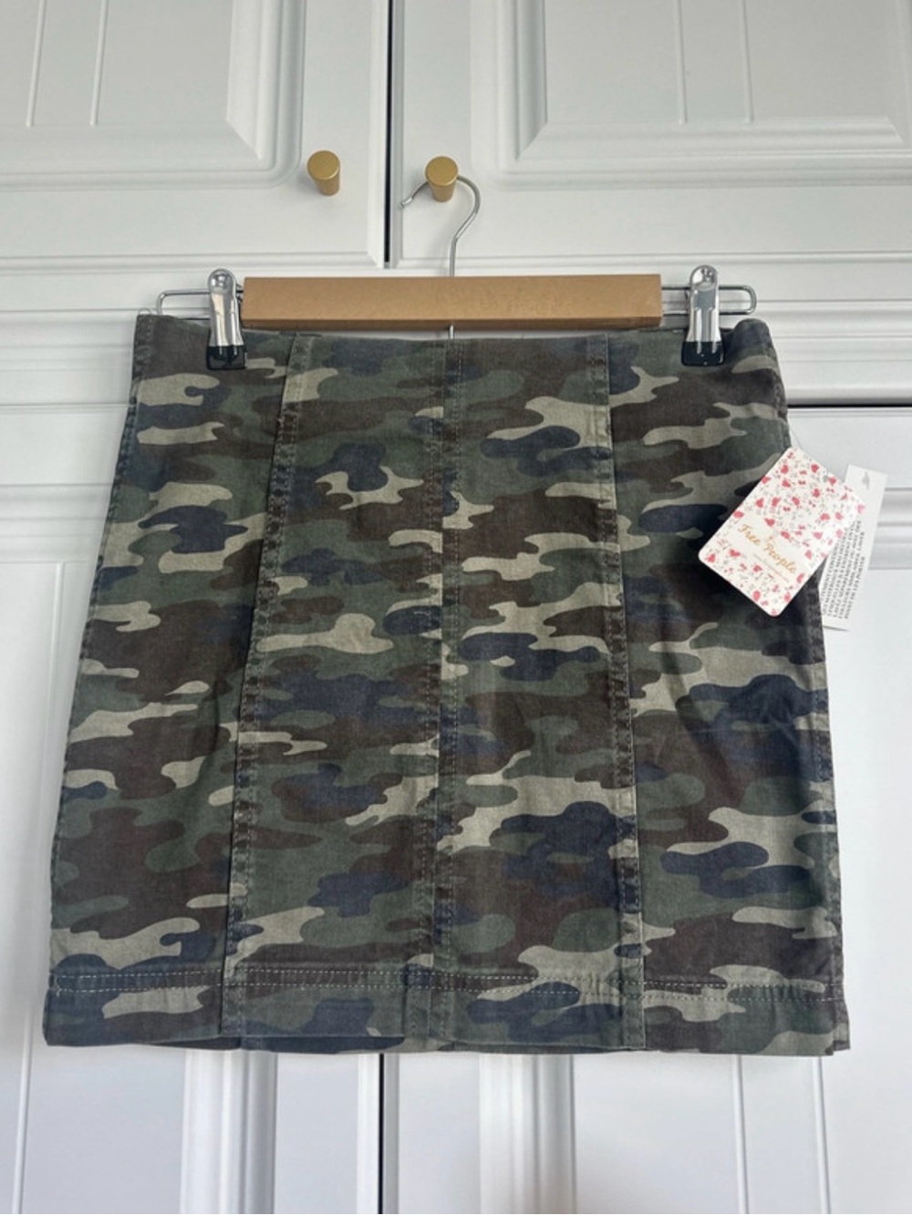 Free People Camo Mini Skirt in Green and Brown